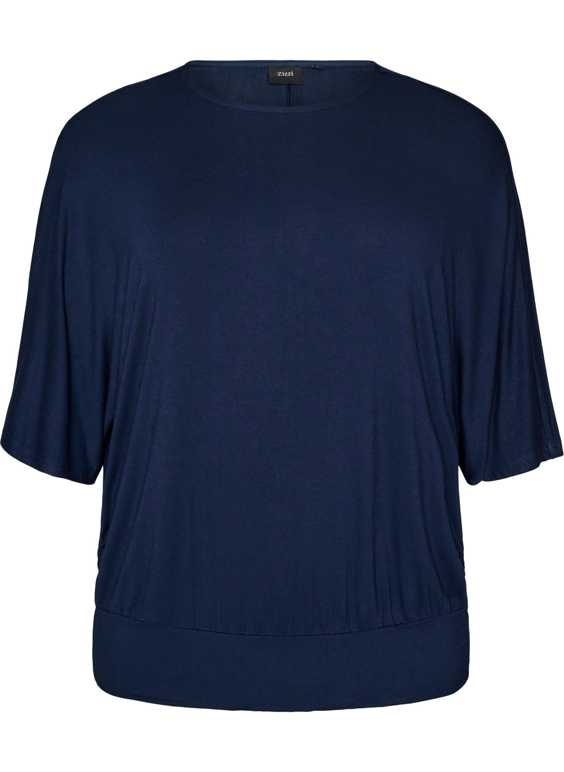 Jerseybluse med albuelange ballongermer