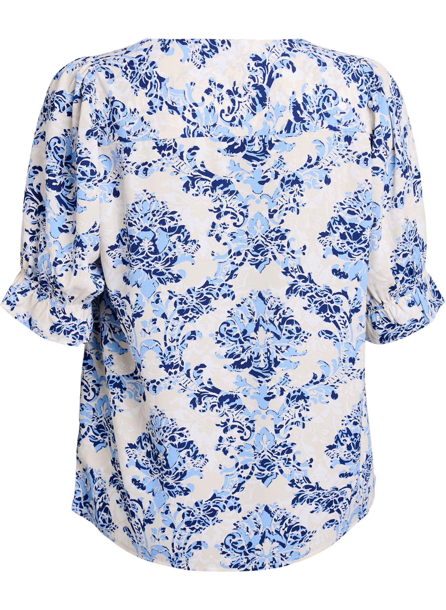 ZizziSkjortebluse med 1/2 ermer, Beige, Packshot image number 1