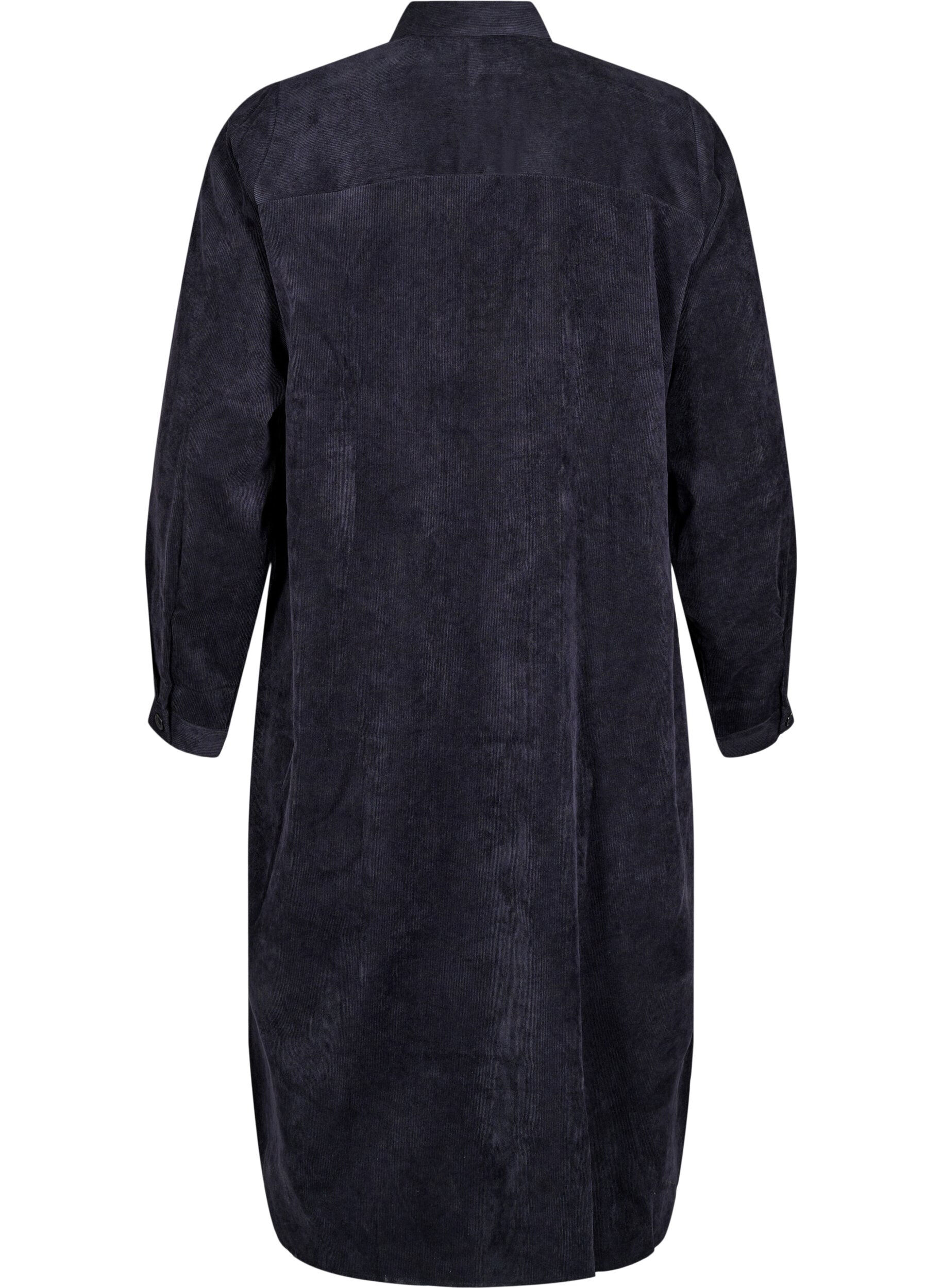 Zizzi Lang cordfl&oslash;yelskjole med knapper, Black, Packshot image number 1