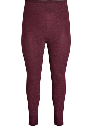 Zizzi Glittermønstrede leggings, Mørk Bordeaux, Packshot image number 0