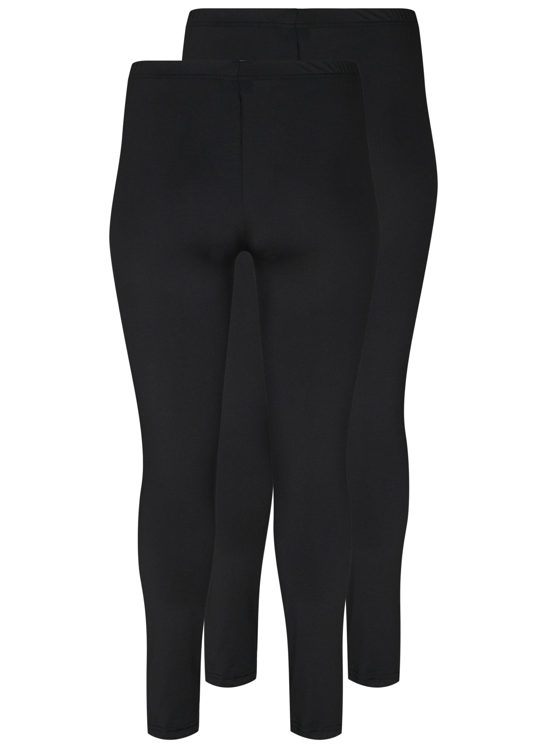 Zizzi 2-pack basis leggings, Svart, Packshot image number 1