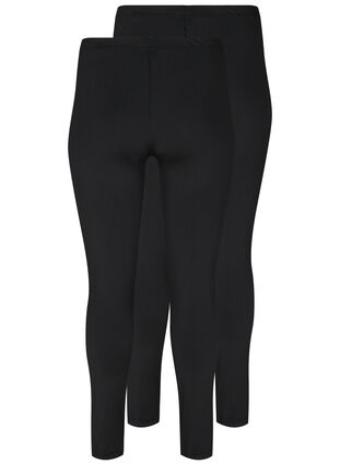 Zizzi 2-pack basis leggings, Svart, Packshot image number 1