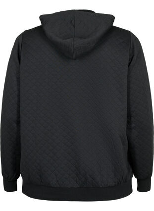Vattert sportscardigan med hette, Black, Packshot image number 1