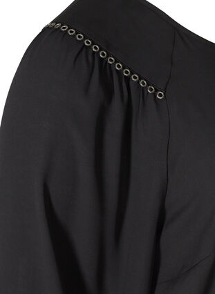 Bluse med 3/4-ermer og nagler, Black, Packshot image number 3