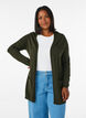 Lang strikkecardigan i viskoseblanding, Gr&oslash;nn, Model image number 0