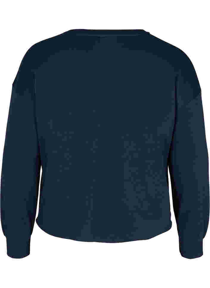 Cropped genser med rund hals, Navy Blazer, Packshot image number 1