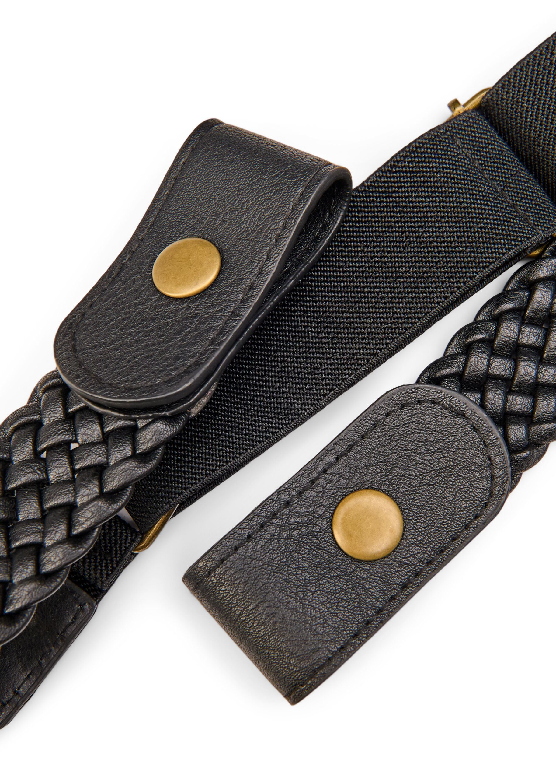 ZizziFlettet elastisk belte, Svart, Packshot image number 2