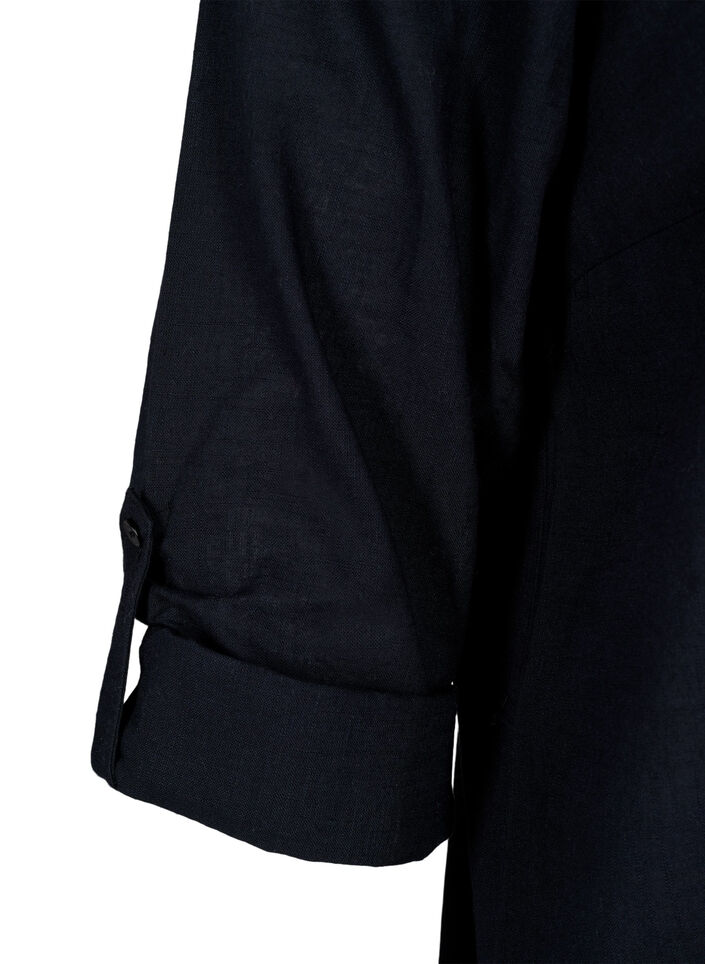 Bomullsbluse med V-hals, Black, Packshot image number 3