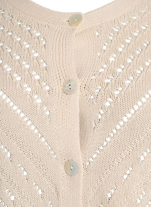 Zizzi Kort strikket cardigan med hullmønster, Sandshell, Packshot image number 2