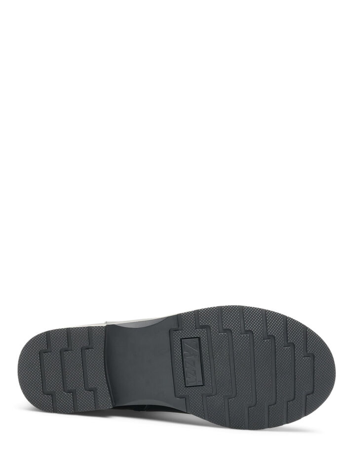 L&aelig;r Chelsea-st&oslash;vel med elastisk panel, Svart, Packshot image number 3