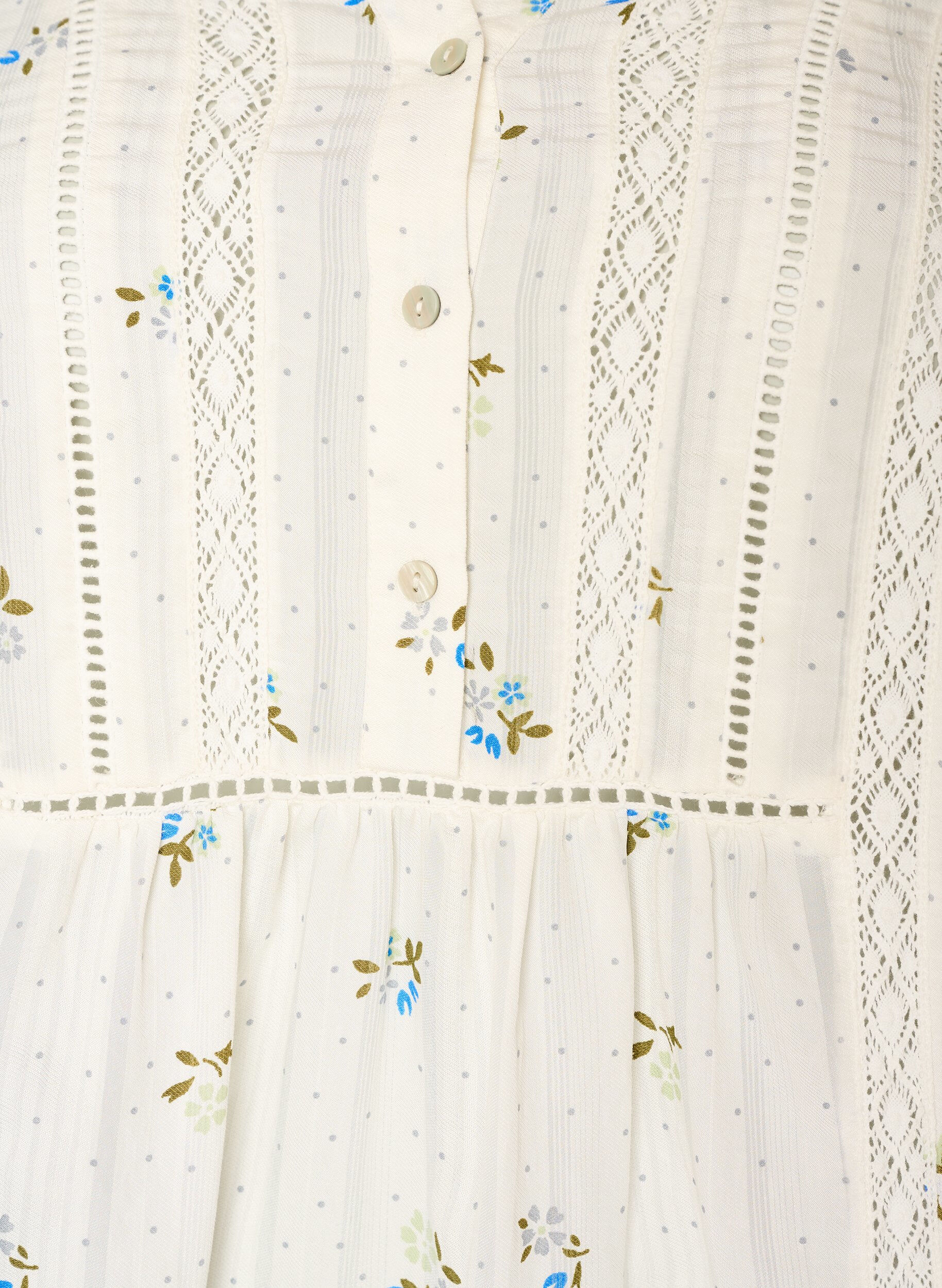 ZizziKort kjole i viskose med blondedetalj og A-formet snitt, Vanilje, Packshot image number 2