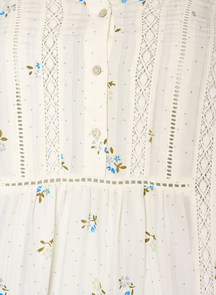 Kort kjole i viskose med blondedetalj og A-formet snitt, Vanilje, Packshot image number 2