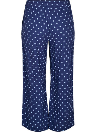Zizzi Løse bukser i bomullsmuslin med polka dots, Blå, Packshot image number 1