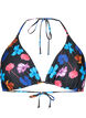 Trekantet bikini-BH med trykk, Svart, Packshot image number 0