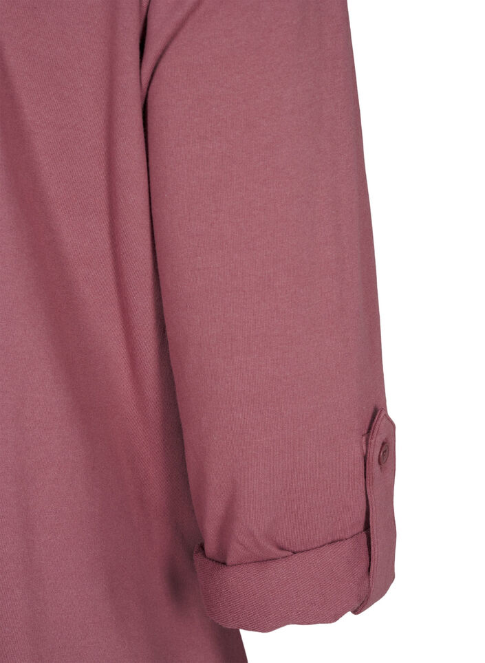 Ballongkjole i bomull med lommer, Rosa, Packshot image number 3