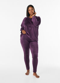 Fitted velurleggings, Lilla Fitted velurleggings, Lilla, Model