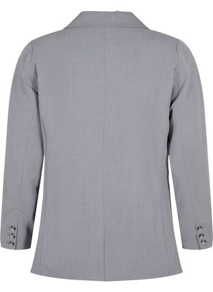 Enkel blazer med lommer, Medium Grey Melange, Packshot image number 1
