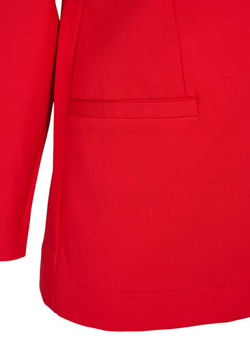 Enkel blazer med knapp og pyntelommer, Flame Scarlet, Packshot image number 3