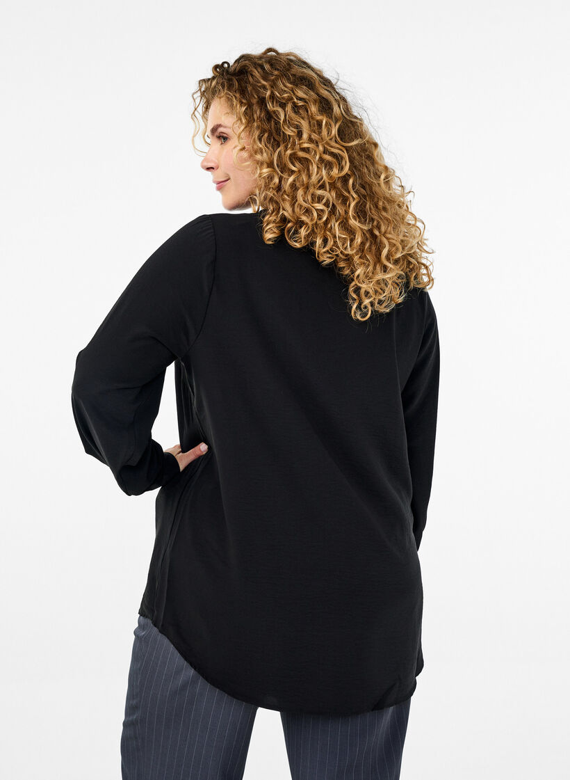 FLASH - Skjortebluse med lange ermer, Svart, Model image number 2
