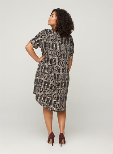 Mønstrete kjole med korte ermer, Graphic AOP, Model image number 1