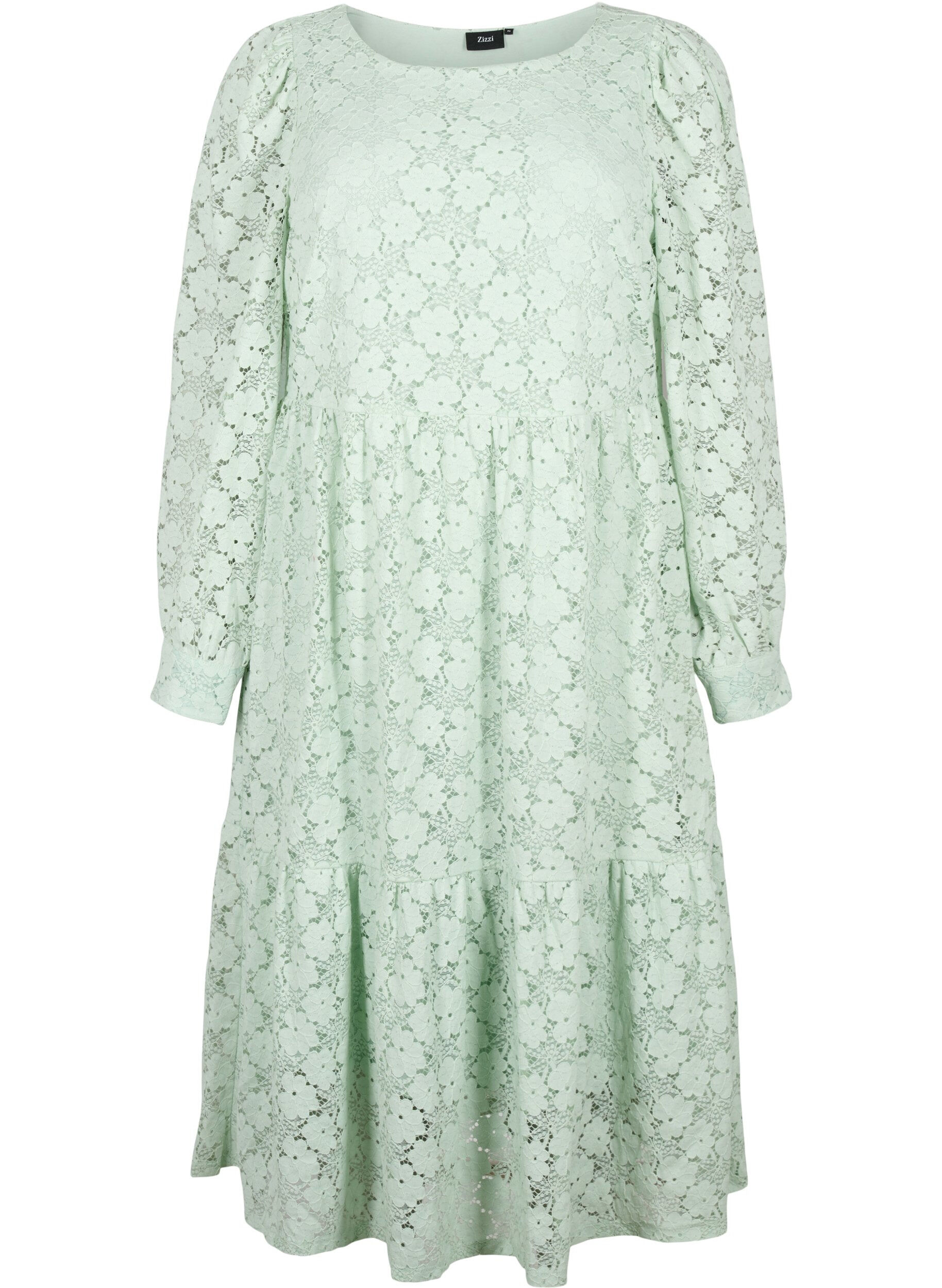 ZizziBlondekjole med lange ermer, Pastel Green , Packshot image number 0