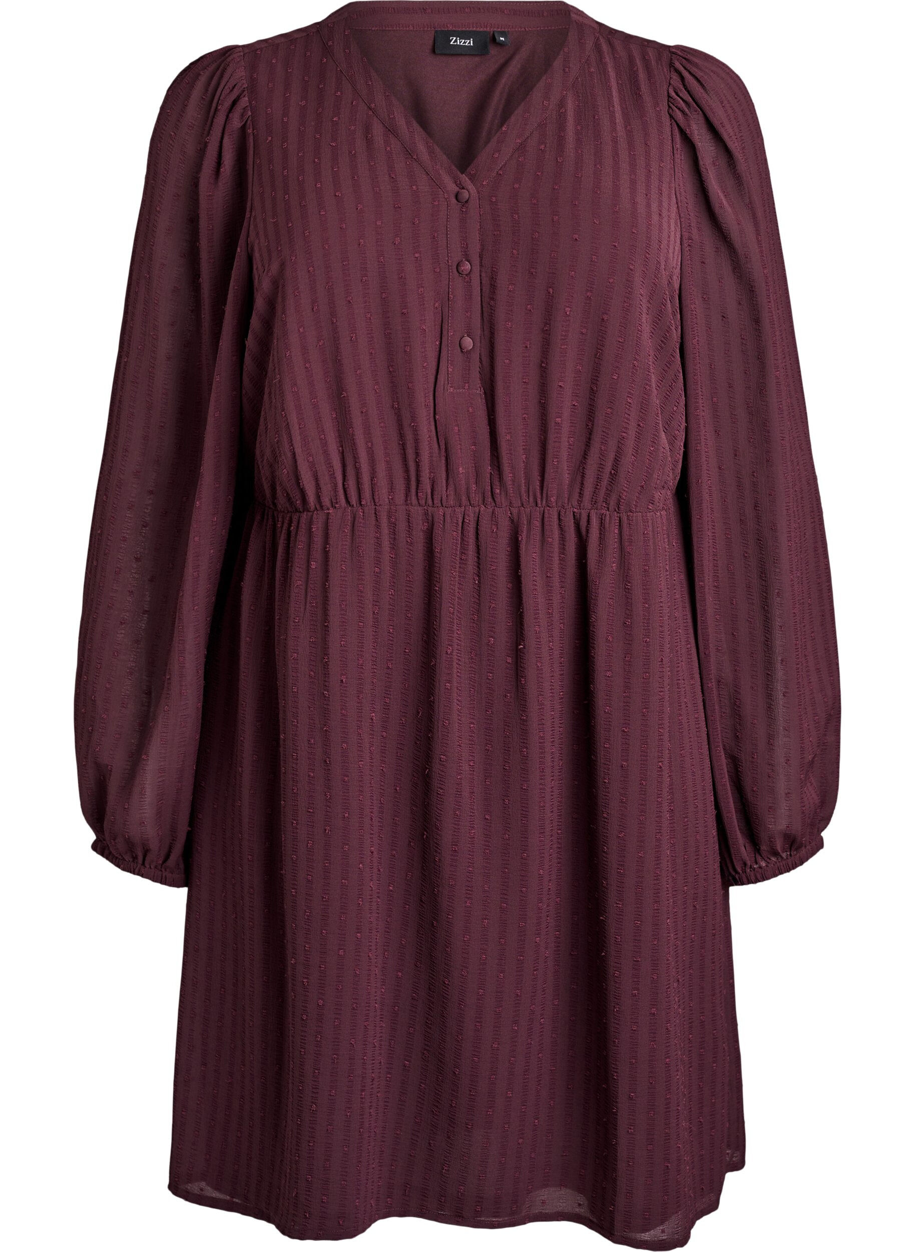 Kort kjole med tonale striper og teksturerte prikker