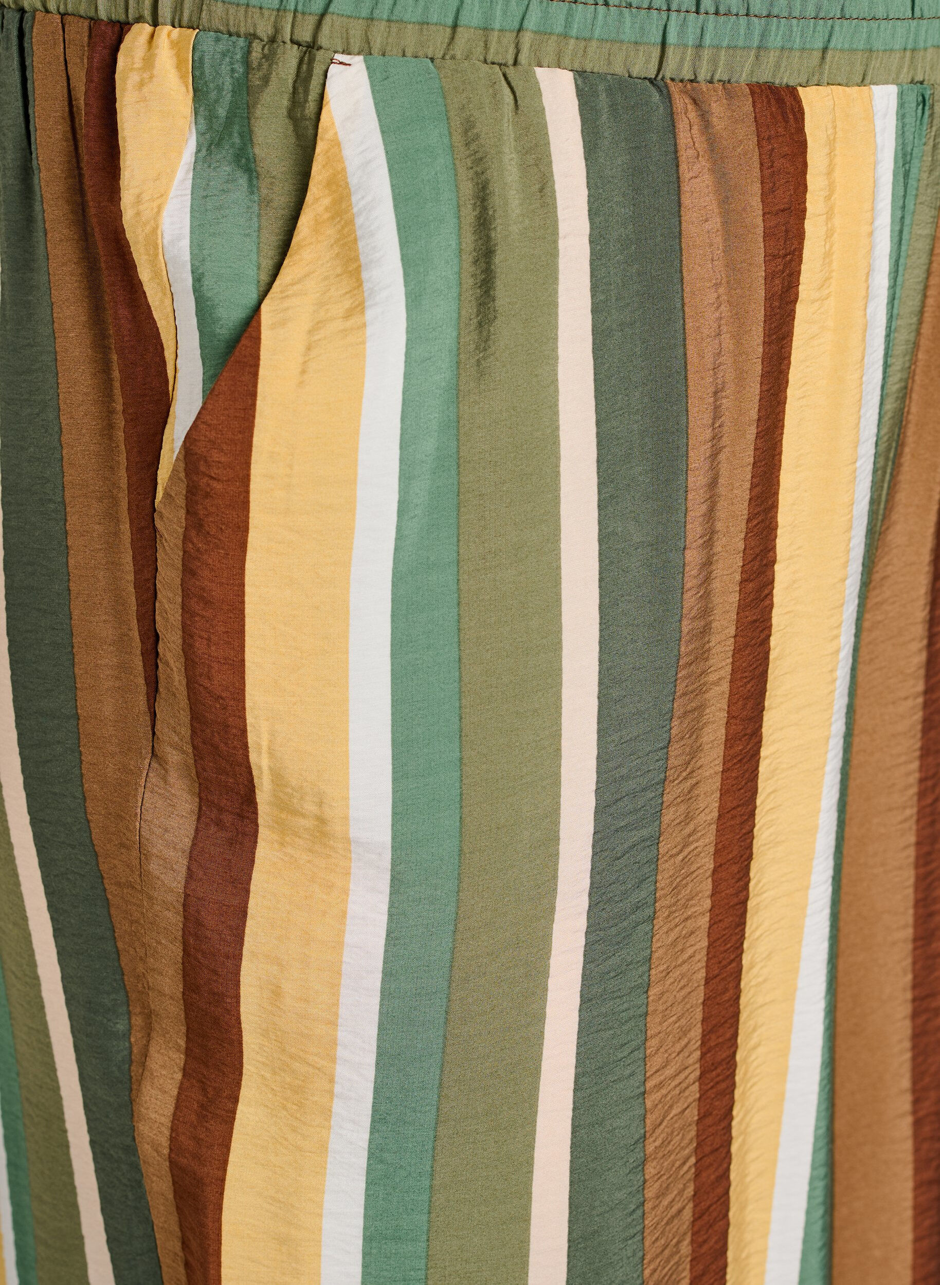 ZizziBukse i viskose med striper og loose fit, Brun, Packshot image number 2