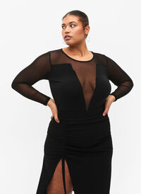 Tettsittende body med mesh, Black, Model