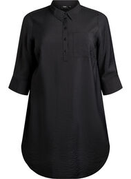 Kort kjole med krage og brystlomme, Svart