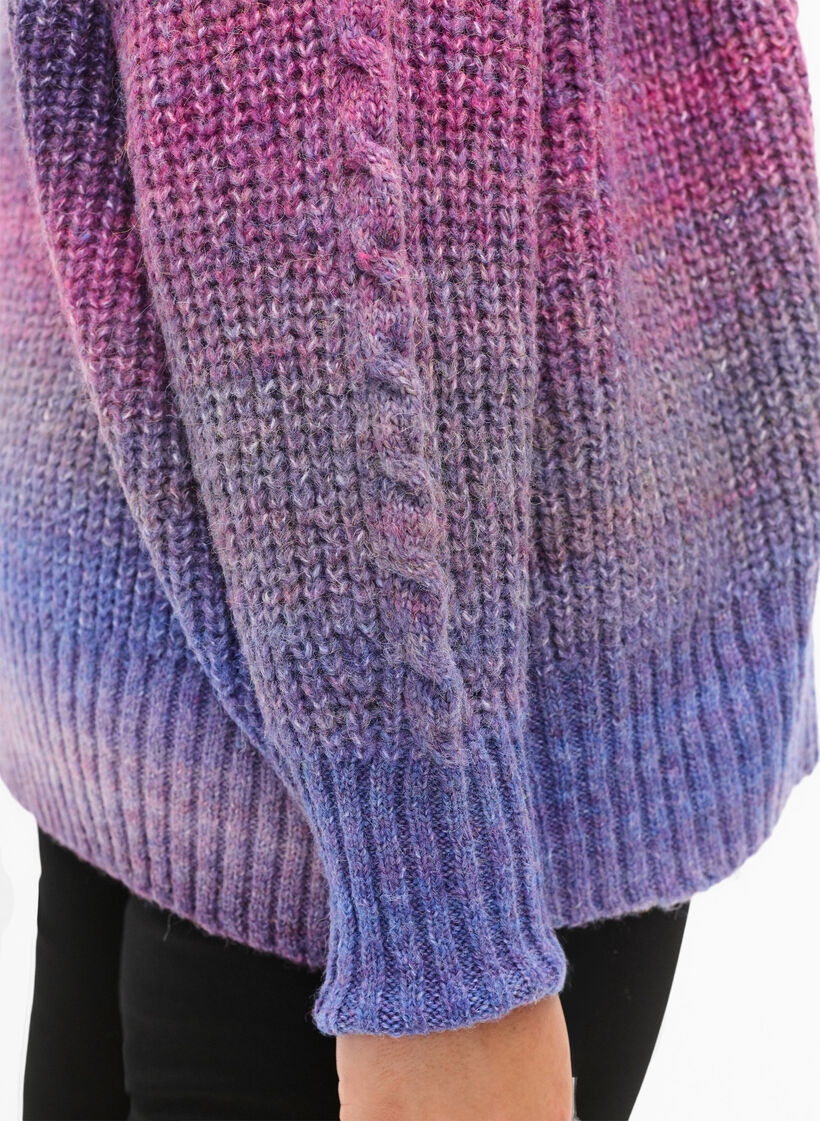 Melange strikket cardigan med knapper, Pansy Mel. Comb, Model image number 3