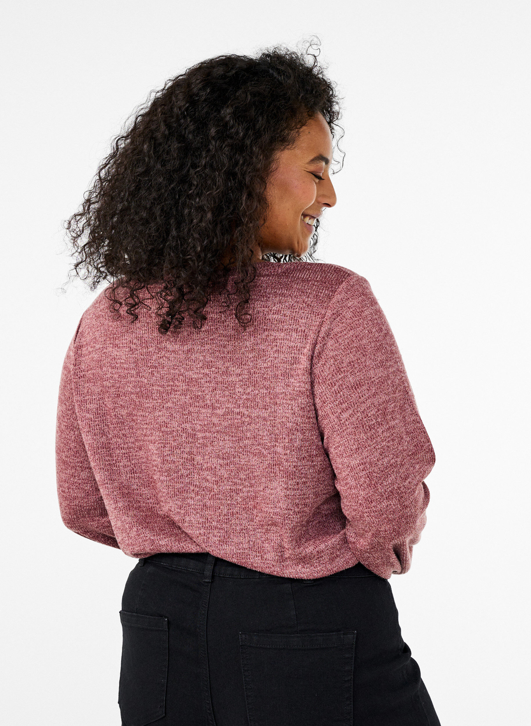 Zizzi FLASH - Jerseybluse med lange ermer, Rosa, Model image number 2