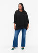 Bluse som er asymmetrisk nederst og med 3/4 ermer, Black, Model image number 2