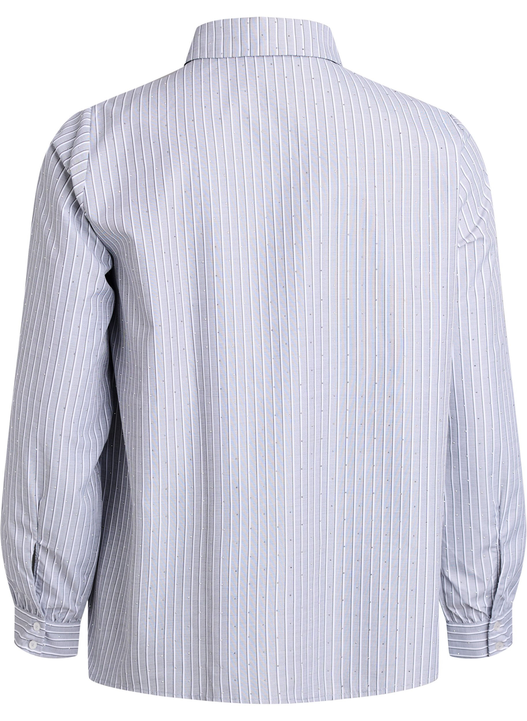 Zizzi Stripete skjorte med nagler, Svart, Packshot image number 1