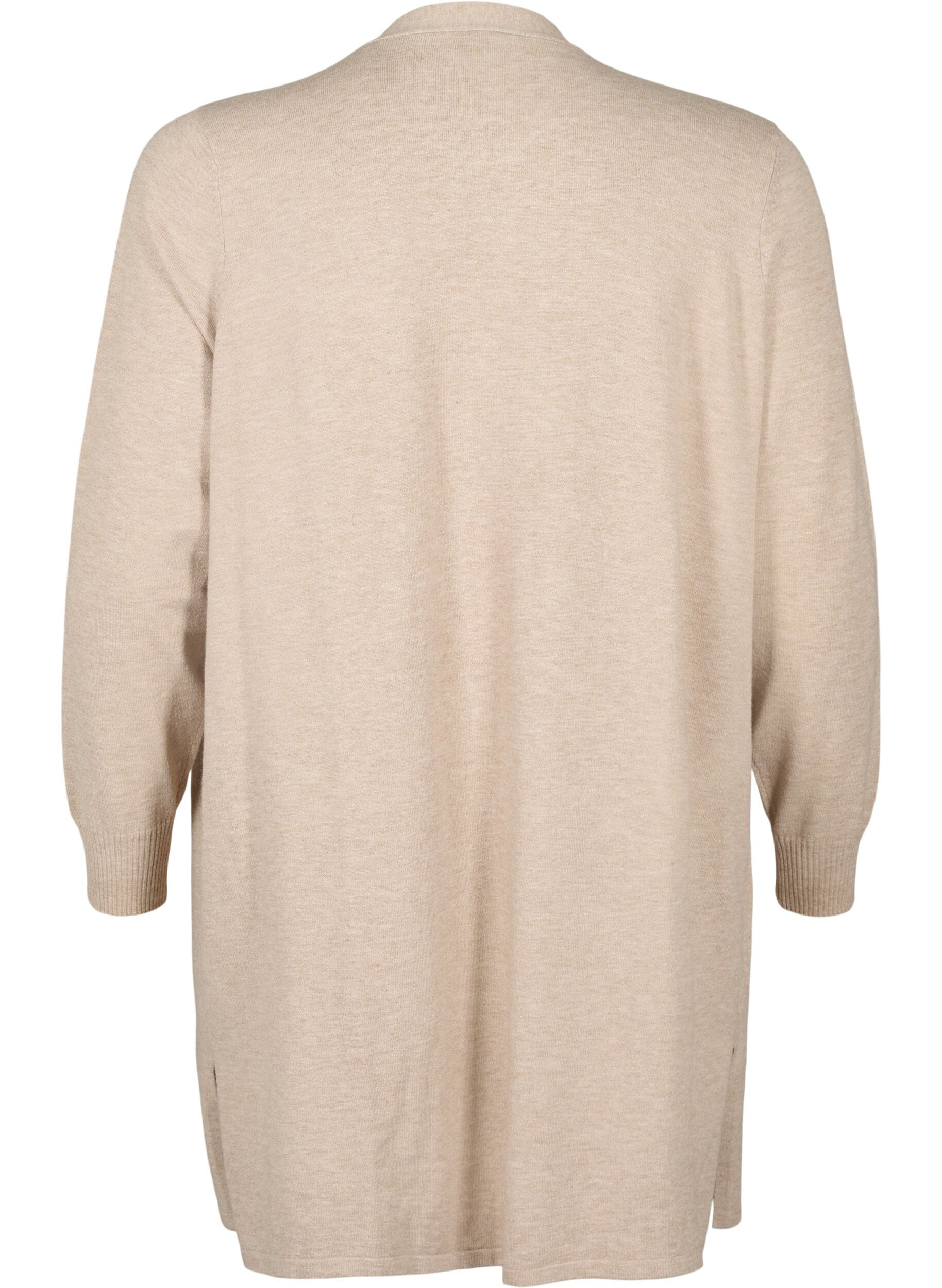 Zizzi Strikket cardigan med splitt og ribbekanter, Simply Taupe Mel., Packshot image number 1