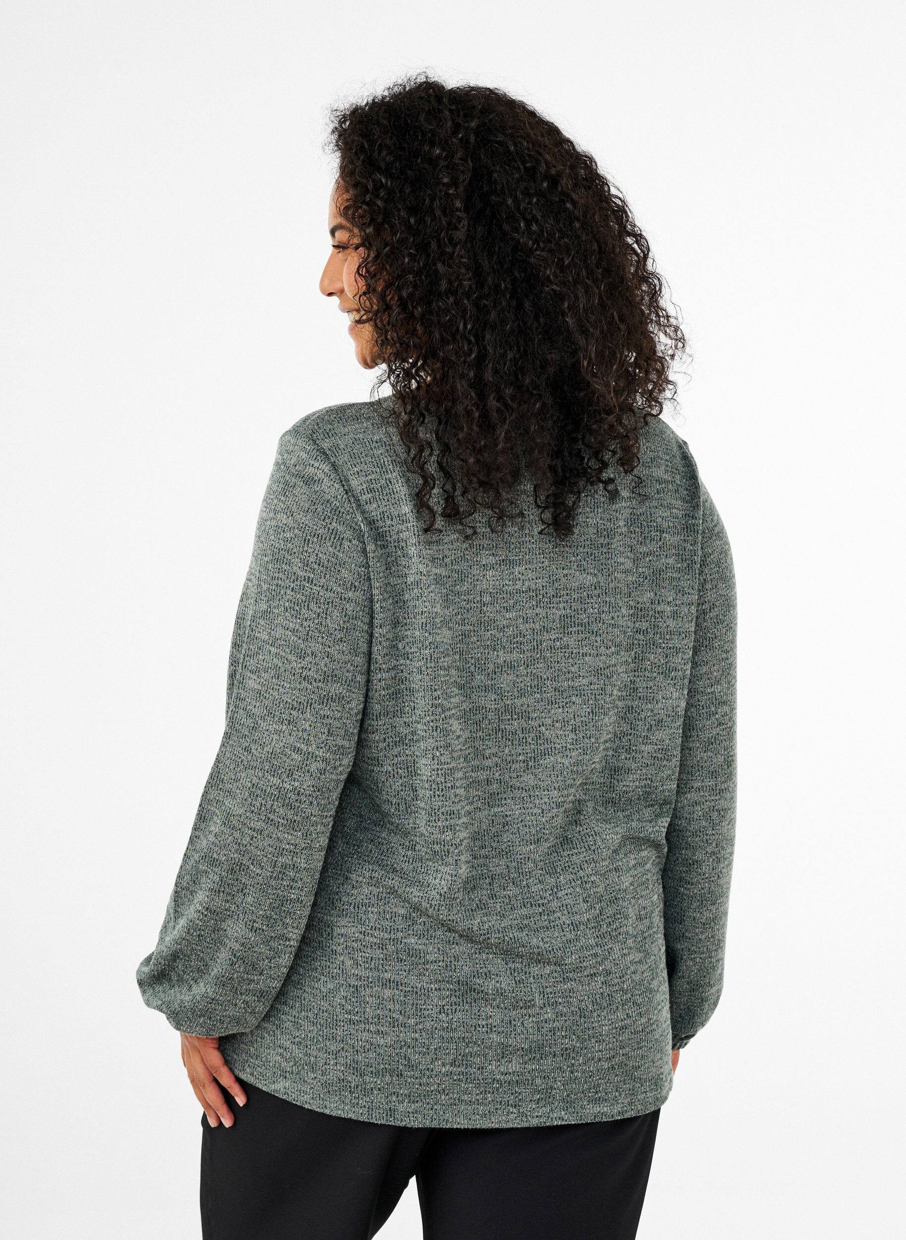 Zizzi FLASH - Jerseybluse med lange ermer, Gr&oslash;nn, Model image number 2