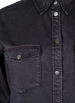 Zizzi Denimskjorte med brystlommer, Svart, Packshot image number 2