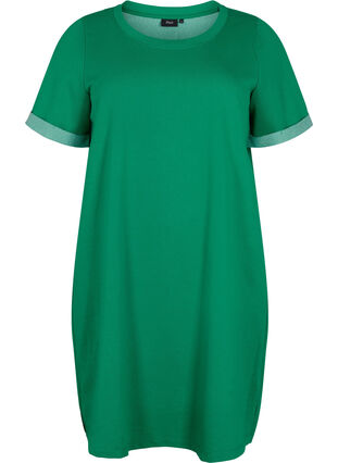 Kjole med korte ermer og splitt, Jolly Green, Packshot image number 0