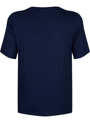 T-skjorte i viskose med ribbet struktur, Navy Blazer, Packshot image number 1