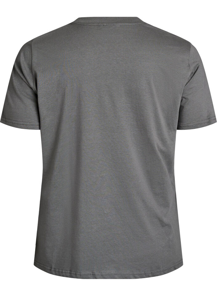 Basic T-skjorte i bomull med rund hals, Gr&aring;, Packshot image number 1