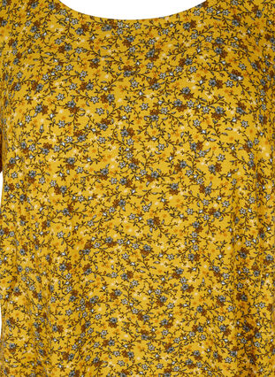 Kortermet viskosekjole med mønster, Yellow Ditsy Flower, Packshot image number 2