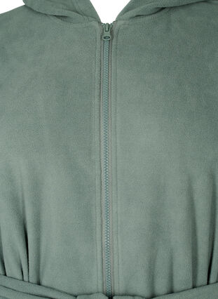 Morgenkåpe med glidelås og hette, Balsam Green, Packshot image number 2
