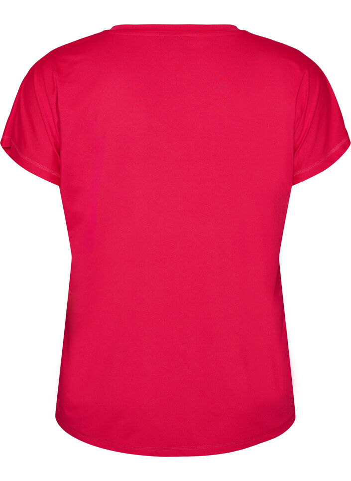 L&oslash;stsittende trenings-t-skjorte med v-hals, Rosa, Packshot image number 1