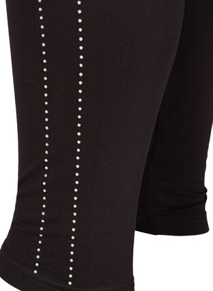 Leggings i viskose med dekorativ strass, Black, Packshot image number 2