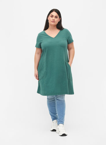 Kortermet bomullskjole, Sea Pine, Model image number 2