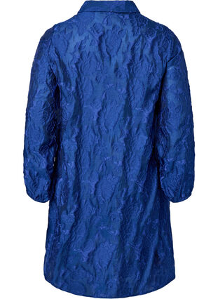 Lang jacquard skjorte, Mazarine Blue, Packshot image number 1