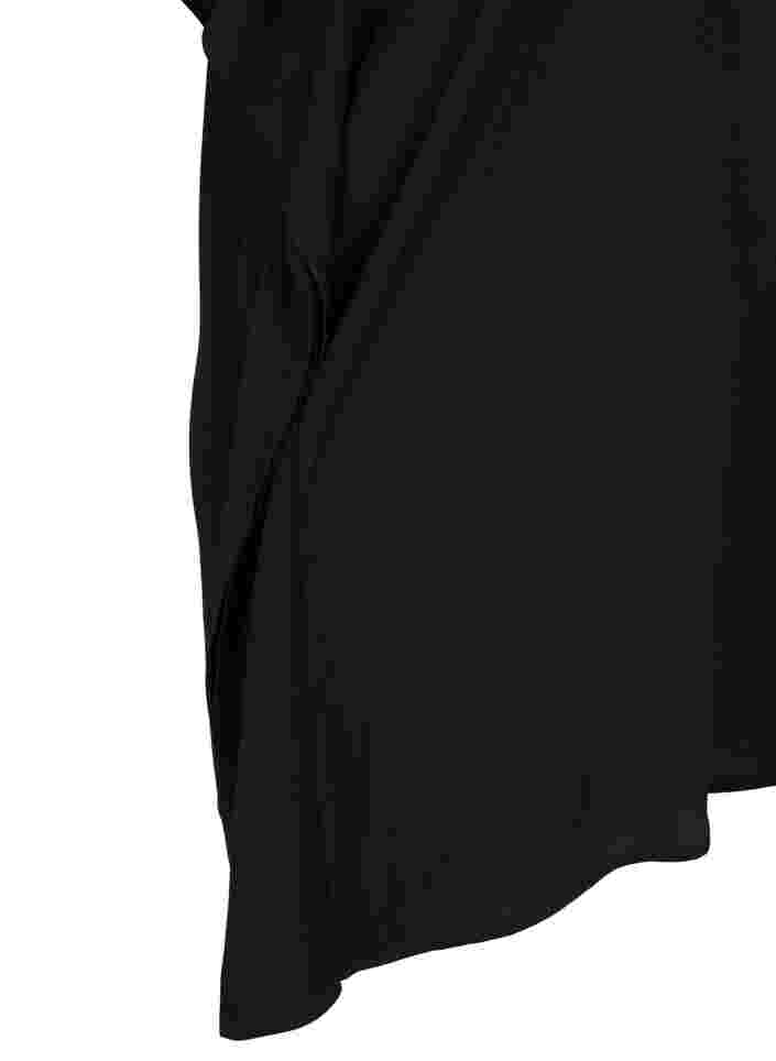 Kortermet bluse i viskoe med knytedetaljer, Black, Packshot image number 3