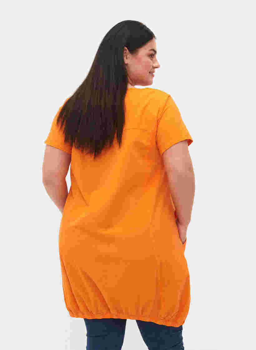 Kortermet kjole i bomull, Orange Tiger, Model image number 1