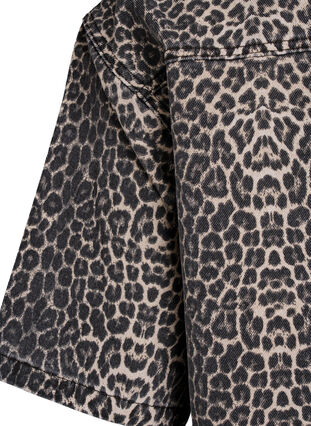 Zizzi Denimskjorte med leopardmønster og korte ermer, Leopard, Packshot image number 3