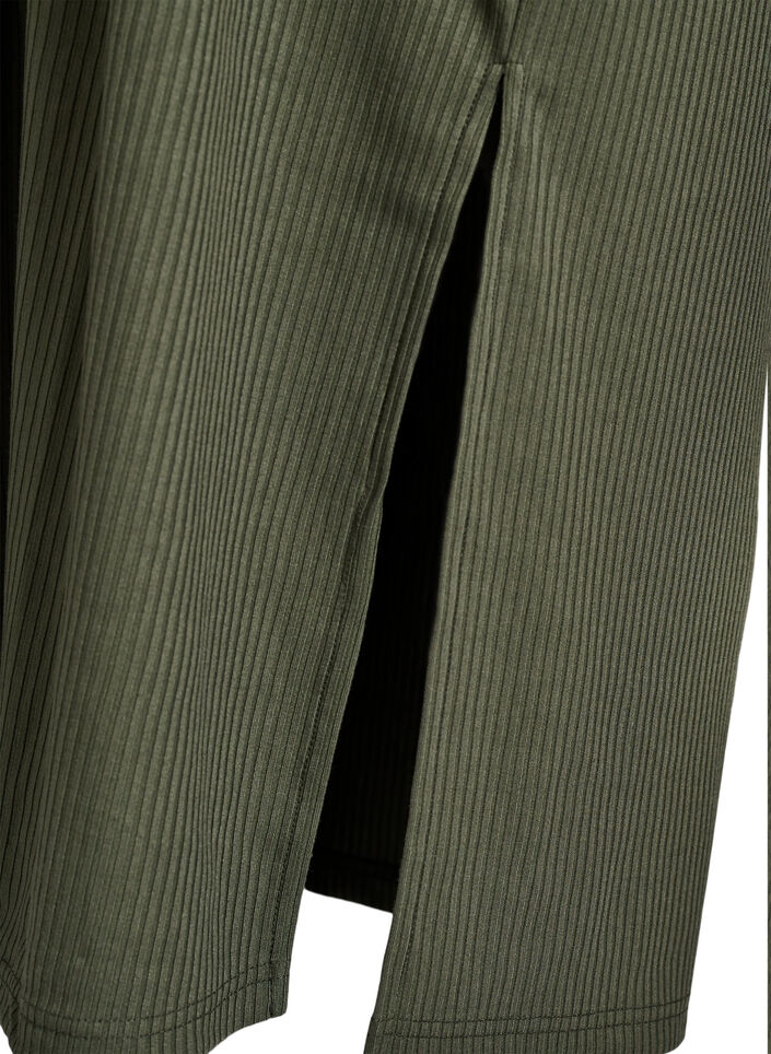 Maxikjole i jersey med krage og korte ermer, Grønn, Packshot image number 3