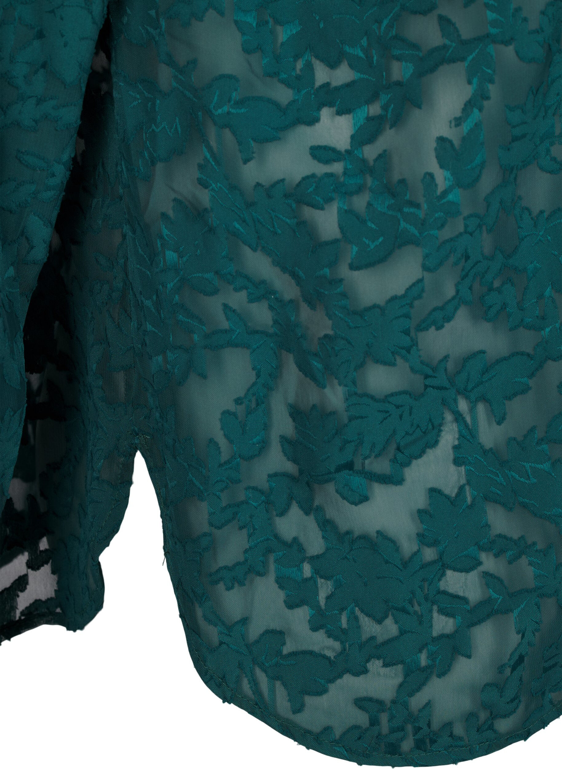 Zizzi Jacquard-skjorte med knapper, Rain Forest, Packshot image number 3
